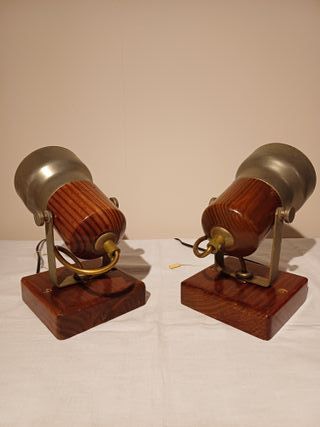 Coppia applique vintage legno e metallo