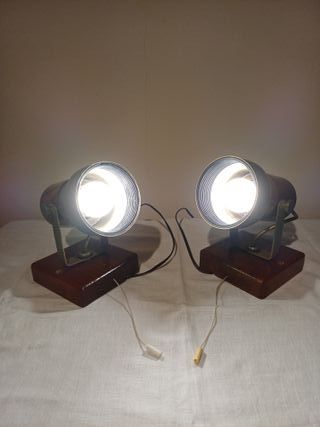 Coppia applique vintage legno e metallo