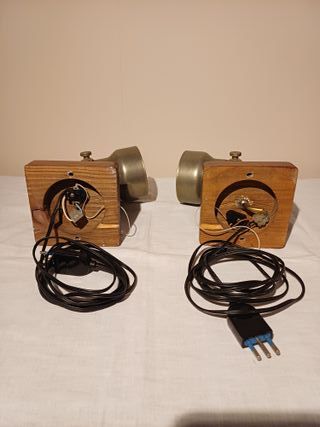 Coppia applique vintage legno e metallo