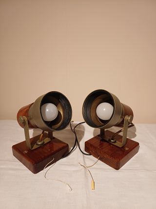 Coppia applique vintage legno e metallo