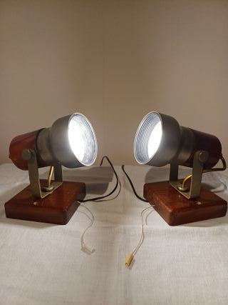 Coppia applique vintage legno e metallo