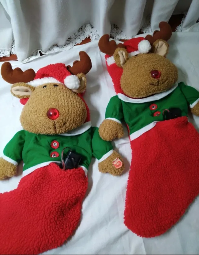 Set di 2 Stivali Natalizi a Forma di Renna