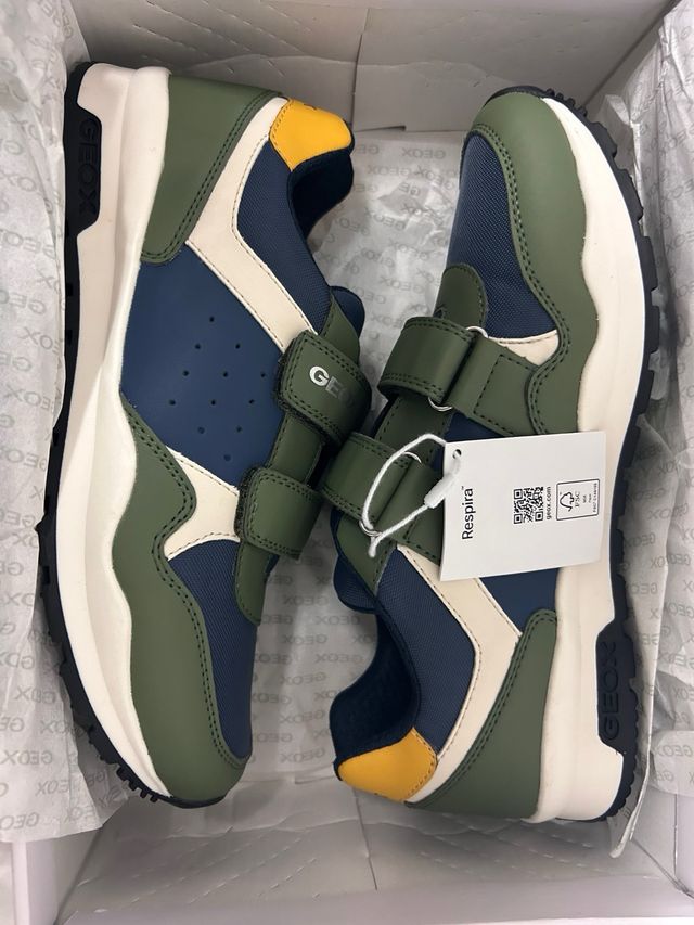 Zapatillas Geox niño velcro azul y verde-talla39