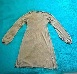 Vestido Lurex Dorado Zara Talla L