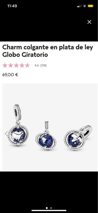 Pandora Globo Terráqueo Giratorio Mundo Azul