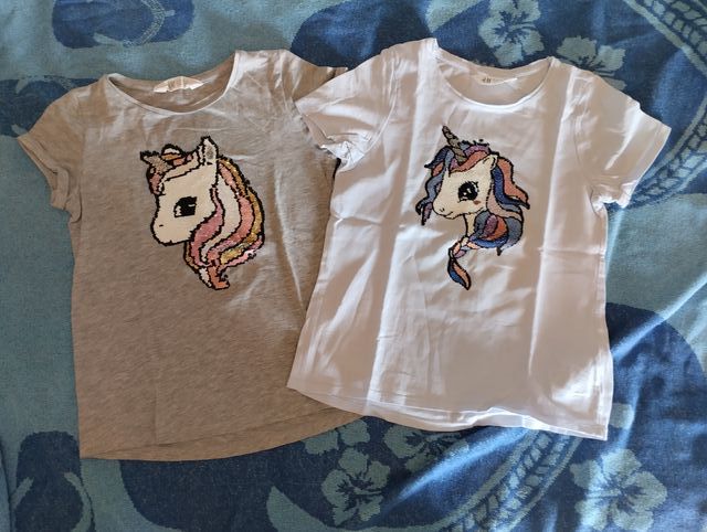 Lote 2 camisetas unicornio lentejuelas
