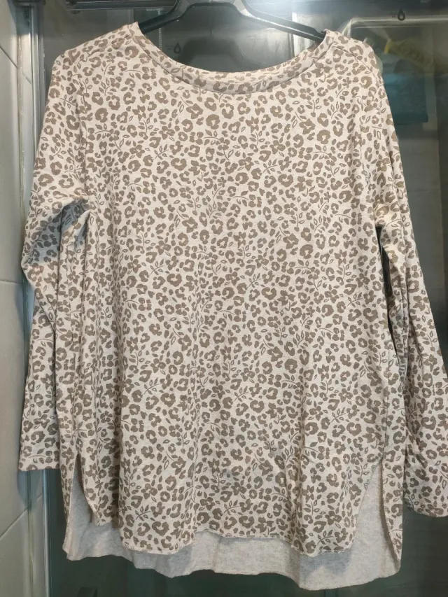Jersey estampado floral beige y marrón Talla L