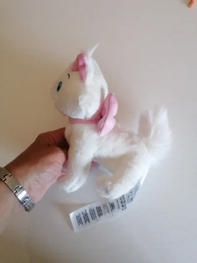 Peluche Gato Blanco con Lazo Rosa