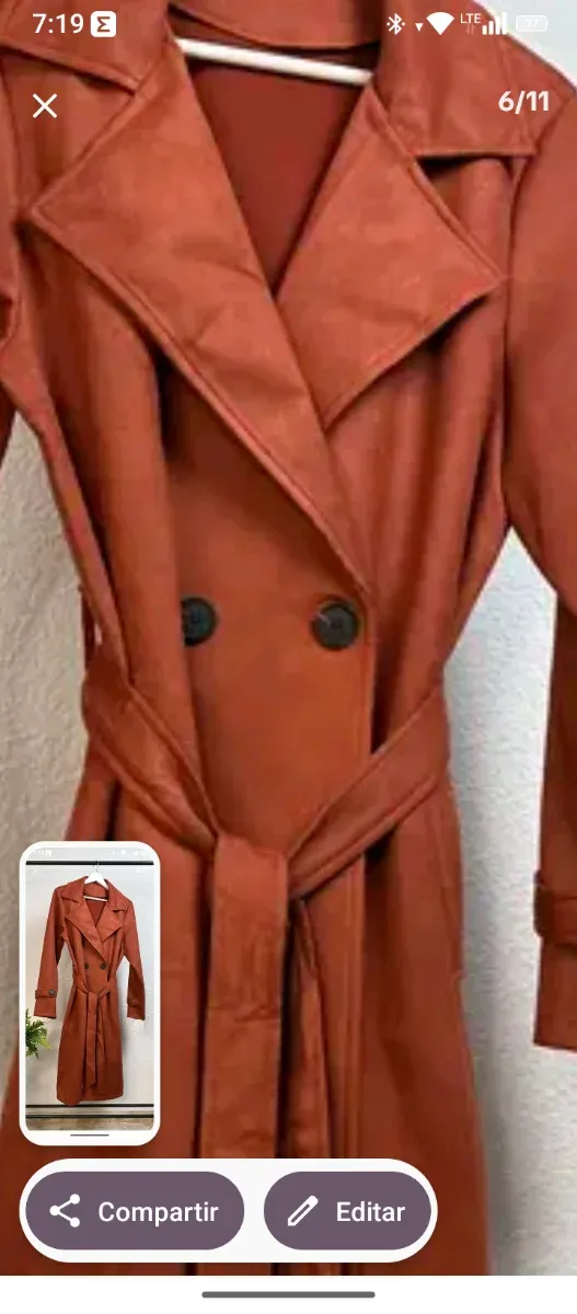 Gabardina larga antelina burdeos