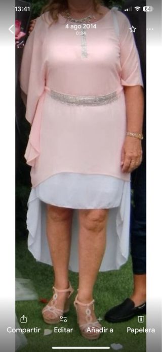 Blusa rosa con cinturón pedrería