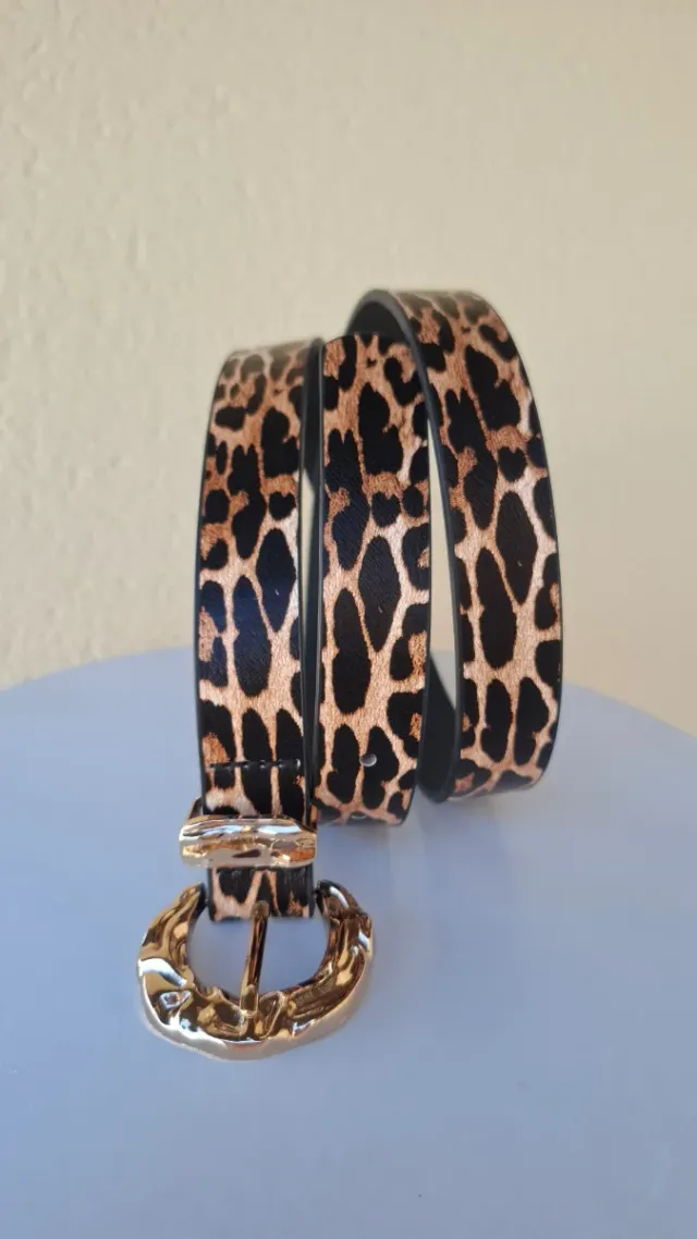 Cinturón Leopardo Hebilla Dorada