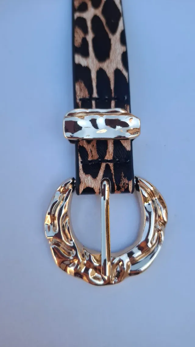 Cinturón Leopardo Hebilla Dorada