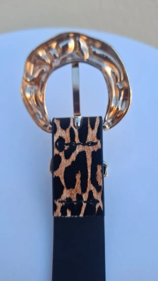 Cinturón Leopardo Hebilla Dorada