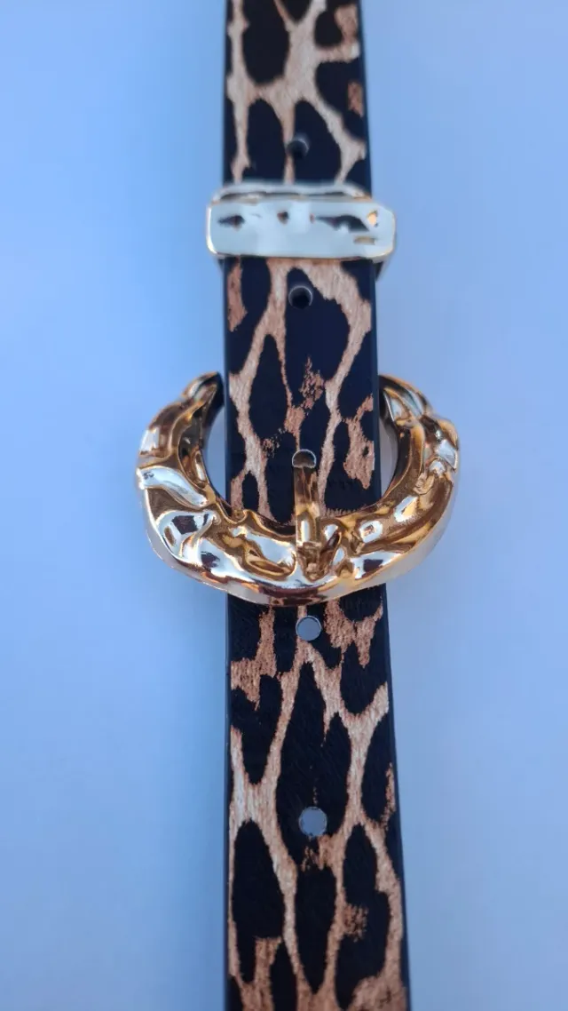 Cinturón Leopardo Hebilla Dorada