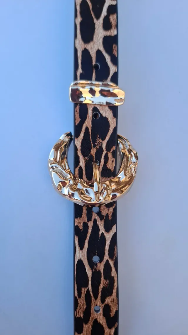 Cinturón Leopardo Hebilla Dorada