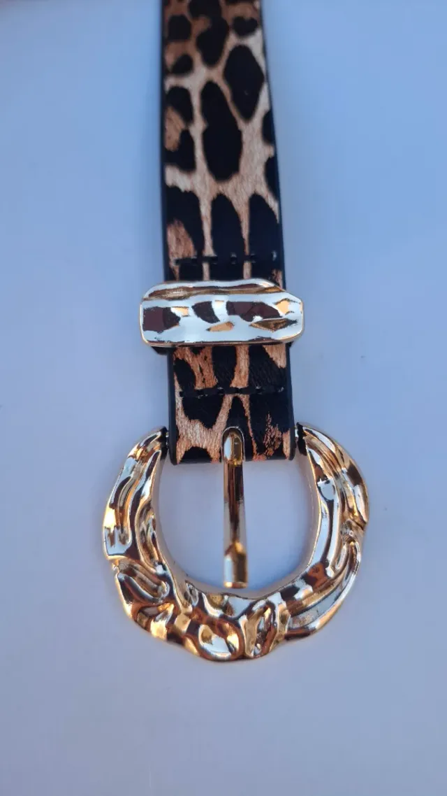 Cinturón Leopardo Hebilla Dorada