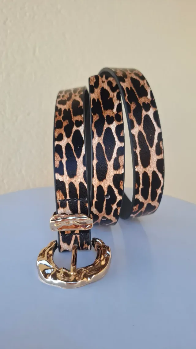 Cinturón Leopardo Hebilla Dorada