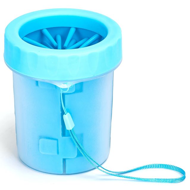 Vaso Limpiador Patas Mascota Azul Silicona