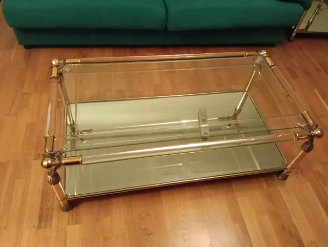 Mesas de cristal doradas 2 unidades