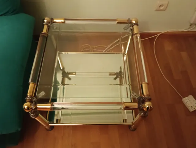 Mesas de cristal doradas 2 unidades