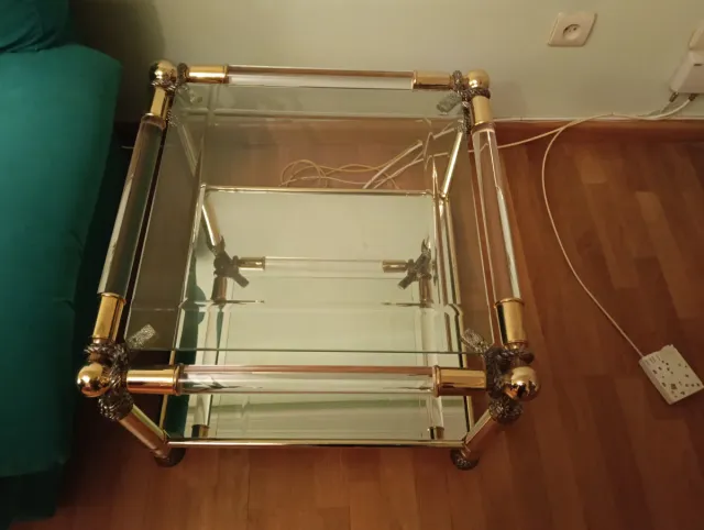 Mesas de cristal doradas 2 unidades