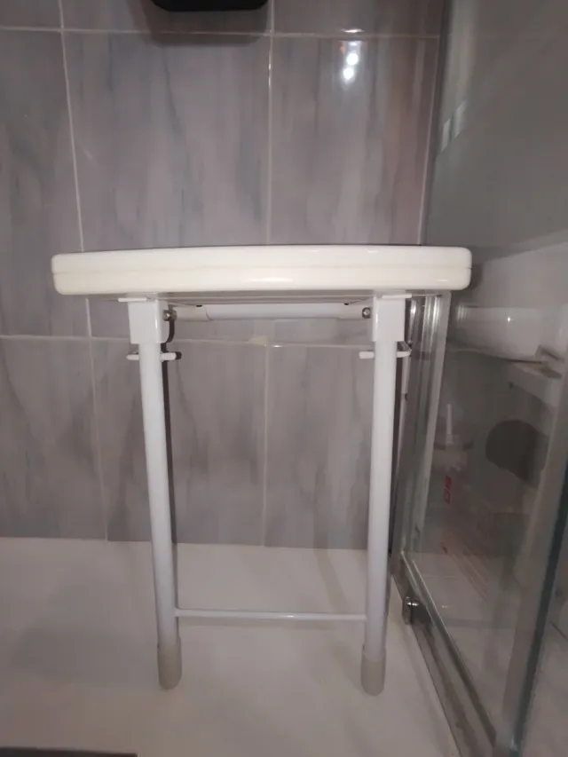 Asiento Ducha Plegable Blanco y Plateado