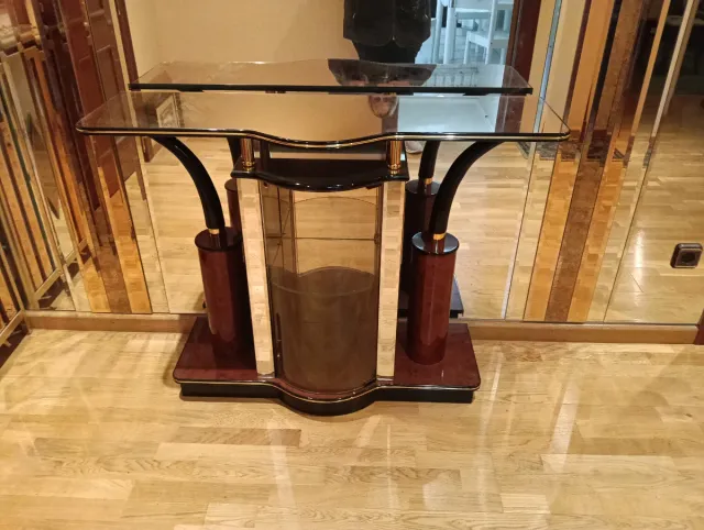 Mesa consola cristal y madera