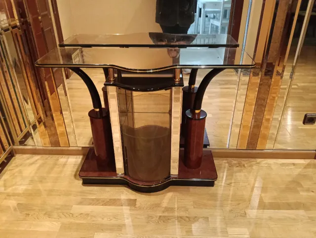 Mesa consola cristal y madera