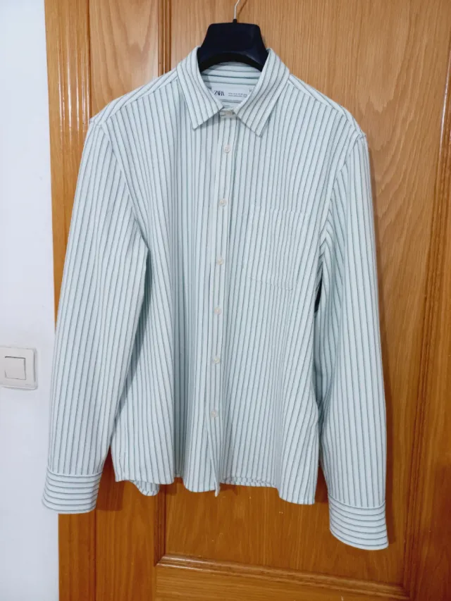 Camisa Zara Rayas Verdes Talla M