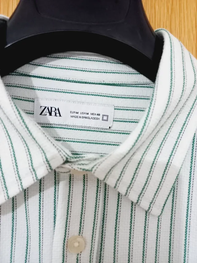 Camisa Zara Rayas Verdes Talla M