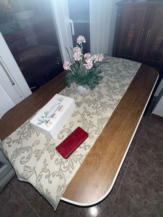 Mesa extensible madera y tela NUEVA