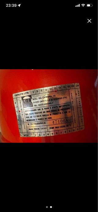 Vaso espansore per caldaia a gasolio