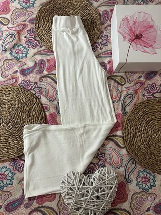 Pantalón de punto blanco talla única