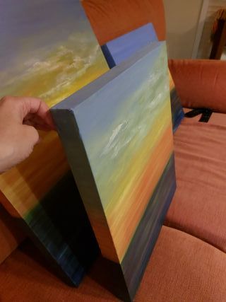 3 Quadri ad olio al tramonto nelle Rias Baixas