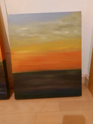 3 Quadri ad olio al tramonto nelle Rias Baixas