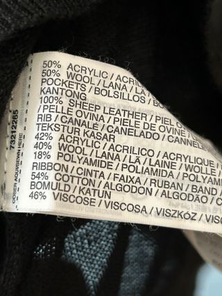 Cardigan Mango Suit XL nero con tasche in pelle