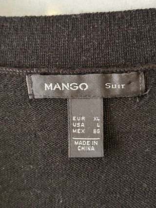 Cardigan Mango Suit XL nero con tasche in pelle