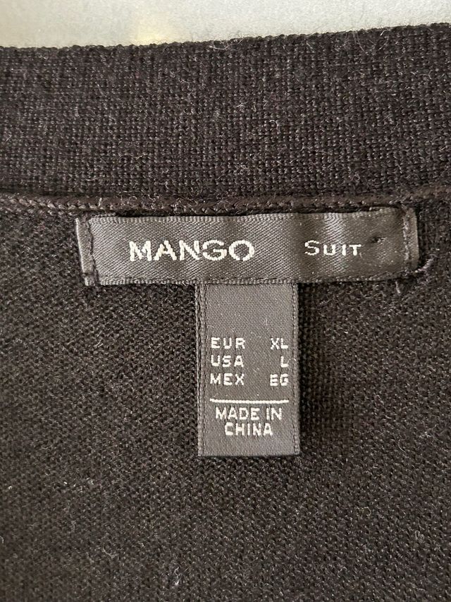 Cardigan Mango Suit  XL nero con tasche in pelle
