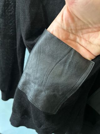 Cardigan Mango Suit XL nero con tasche in pelle