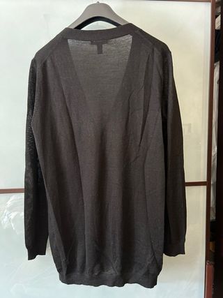 Cardigan Mango Suit XL nero con tasche in pelle