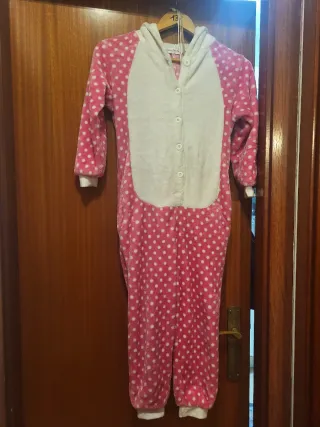 Pijama Entero Rosa Lunares Blanco