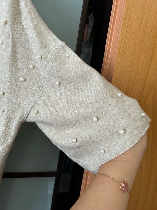 Maglione Zara Beige con Perle