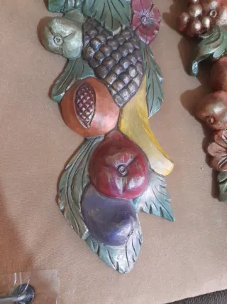 2 Figuras racimo y fruta escayola decorativa