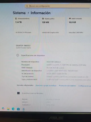 Ordenador Intel i5-7400 Windows 11