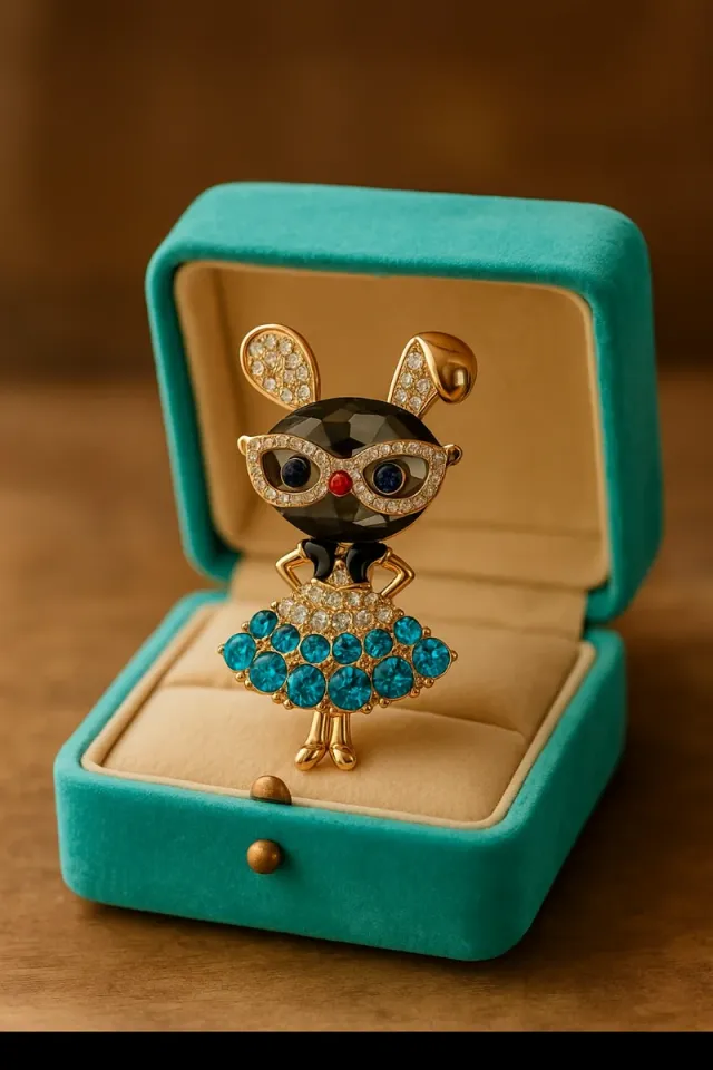 Broche Vintage Conejita Marron Joyería Retro Joya