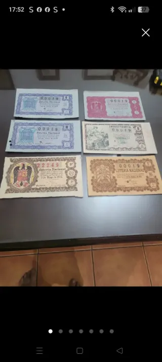 Antiguos décimos de lotería nacional