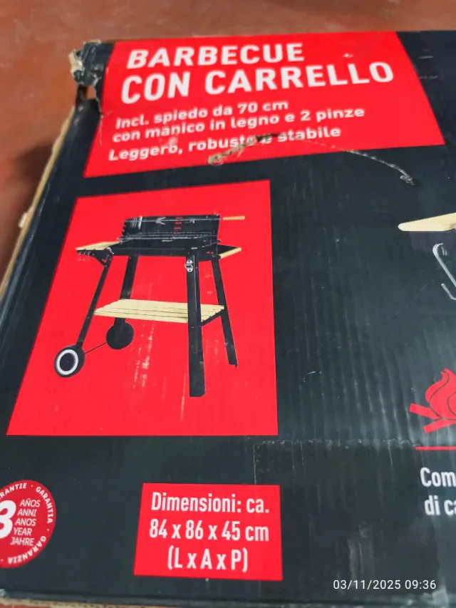 Barbacoa con carro y accesorios