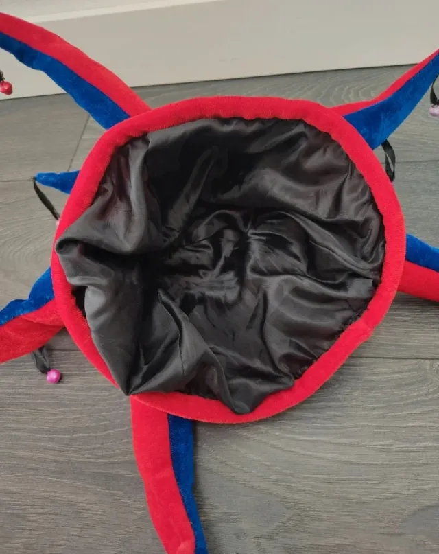 Gorro Arlequín Azul y Rojo con Cascabeles