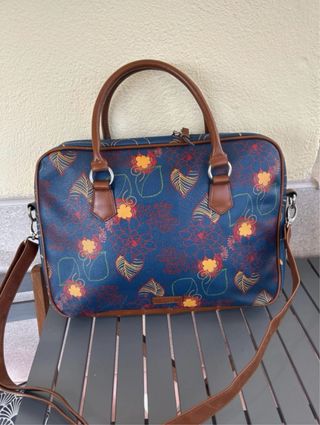 Mala de portátil Parfois floral azul