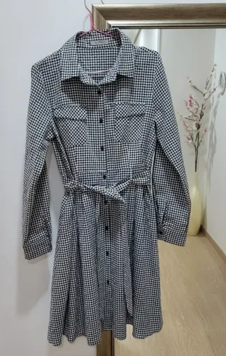 Vestido cuadros blanco y negro talla L